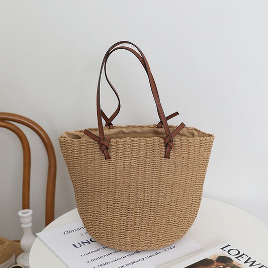 Women's Korean Style Retro Straw Portable Rattan Weave Shoulder Bags