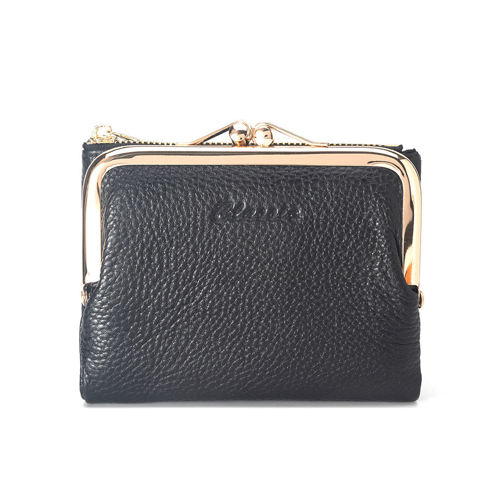 Women's Short Chic Genuine Leather Litchi Pattern Ladies Wallets