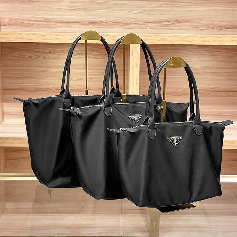 Glamorous Imported Nylon Cloth With Leather Handbags