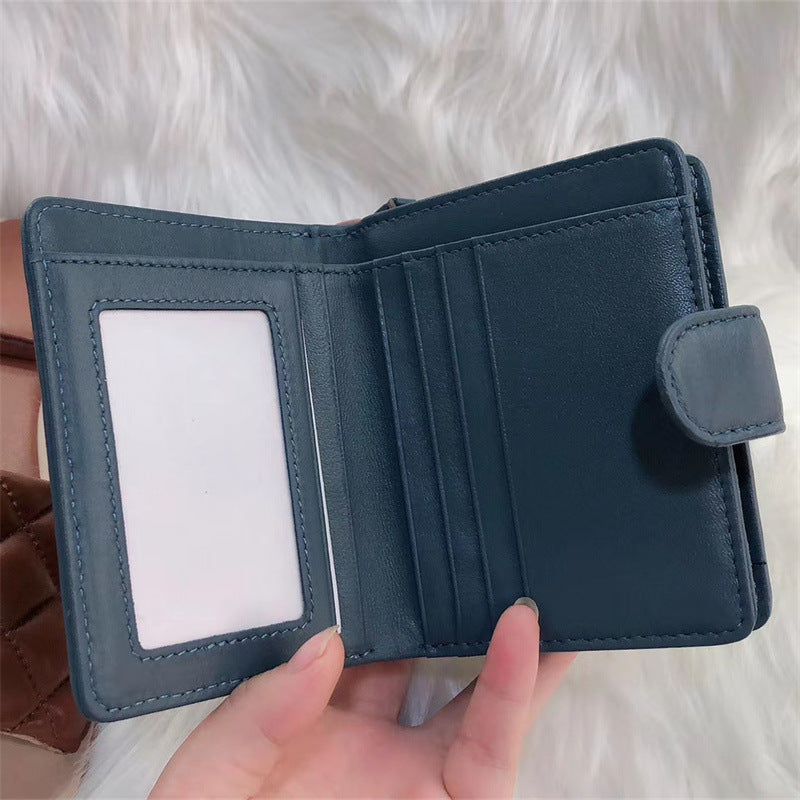 Women's Fashion Sheepskin Woven Two-fold Genuine Leather Ladies Wallets