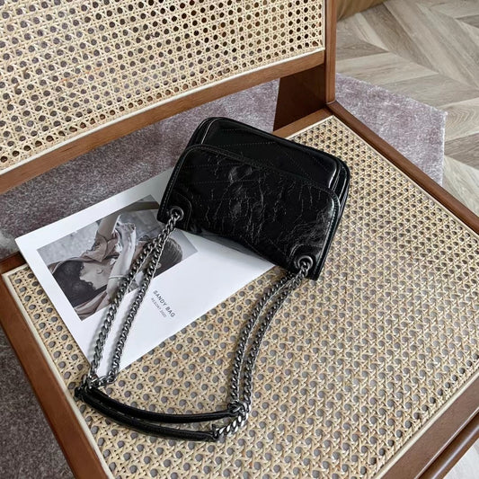 Women's Hobo Leather Poplar Forest Black Chain Shoulder Bags