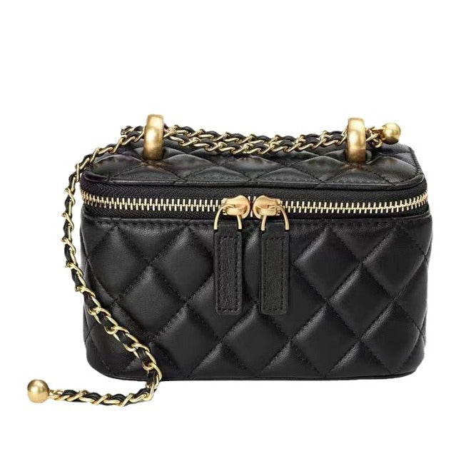 Women's Sheepskin Box Genuine Leather Golden Ball Crossbody Bags