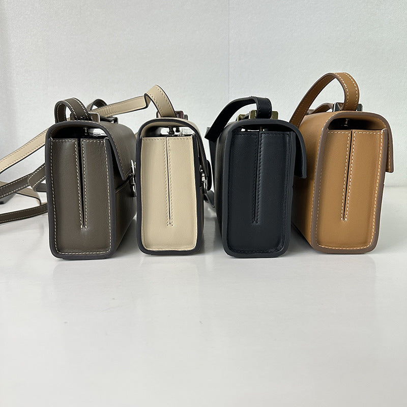 Women's First Layer Cowhide Fashion Solid Color Crossbody Bags