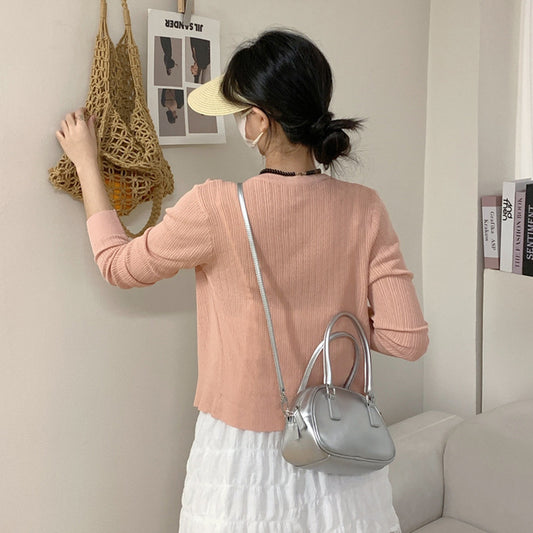 Women's Cow Leather High-grade Boston Portable Bowling Handbags