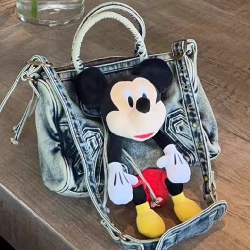 Women's For Worn Looking Washed-out Retro Jeans Crossbody Bags