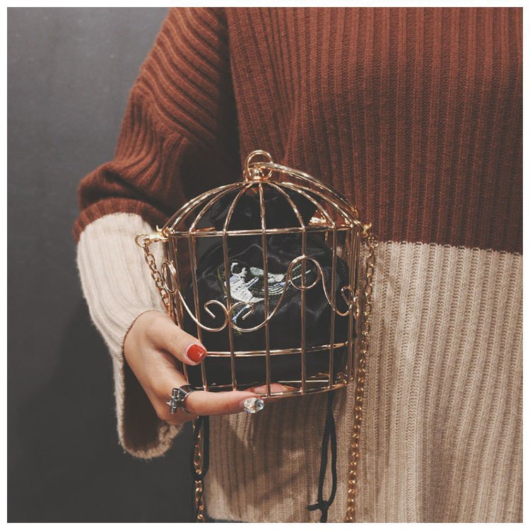 Women's Retro Concave Shape Fashion Bird Cage Crossbody Bags