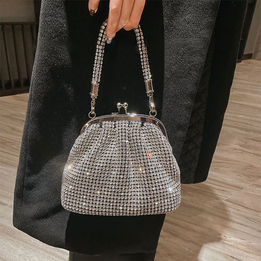 Women's Rhinestone Shell Clip Chain Handmade Dinner Shoulder Bags