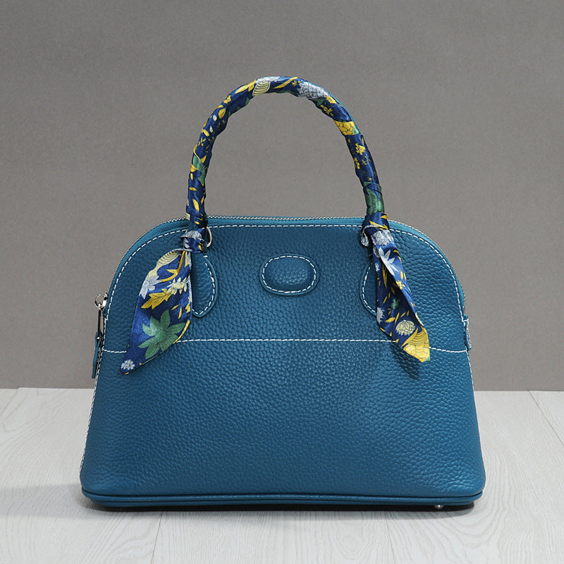 Women's Lychee Pattern First Layer Cowhide Portable Crossbody Bags
