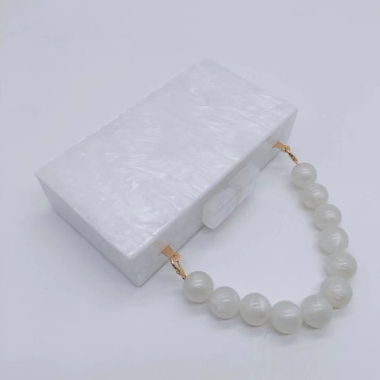 Women's Pearlescent Acrylic Beaded Wrist Hand-held Wedding Evening Bags