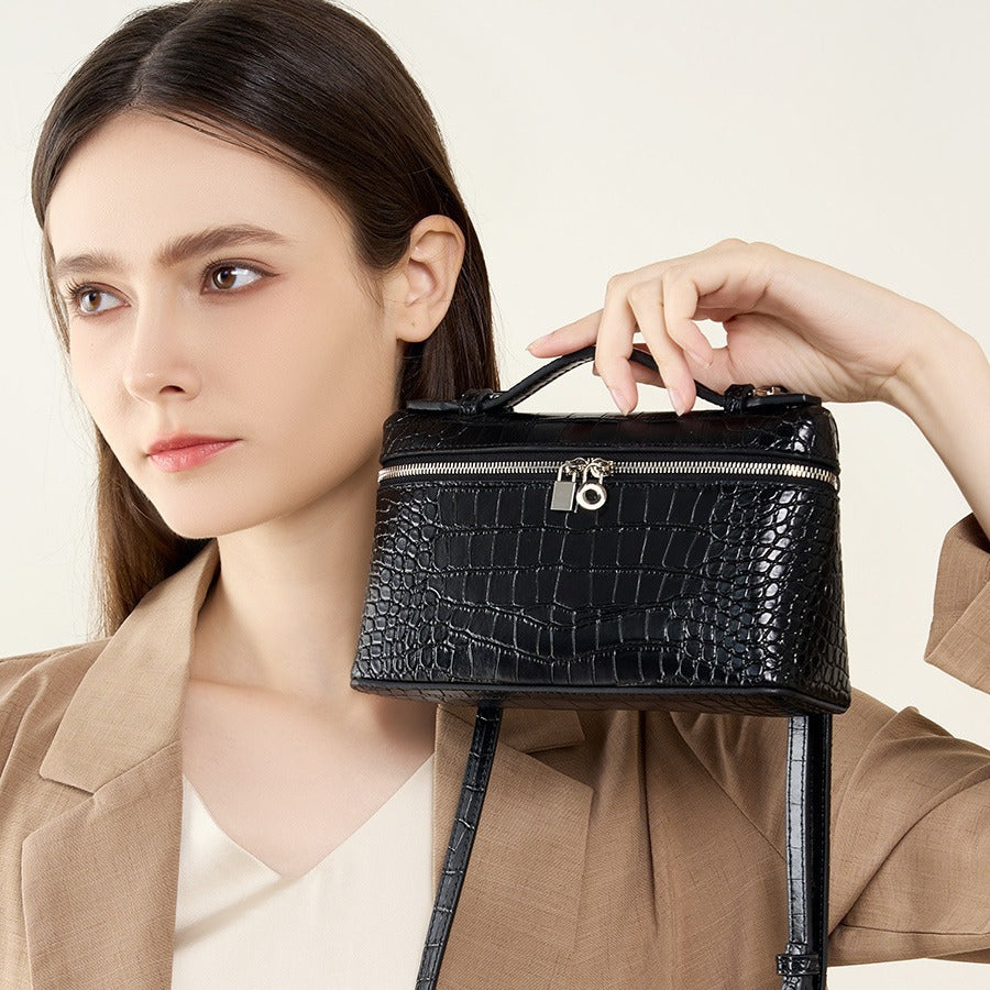 Women's Cowhide Crocodile Pattern Lunch Box High-grade Bags