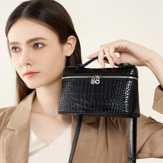 Women's Cowhide Crocodile Pattern Lunch Box High-grade Bags