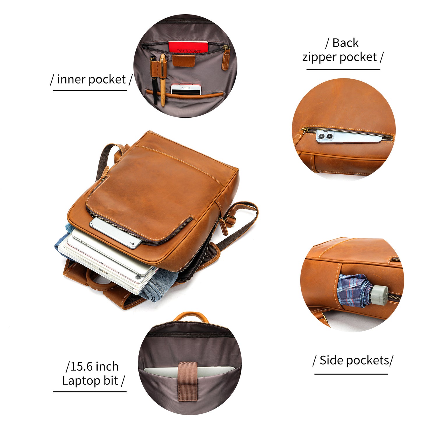 Graceful Elegant Men's Leather Cowhide Retro Backpacks