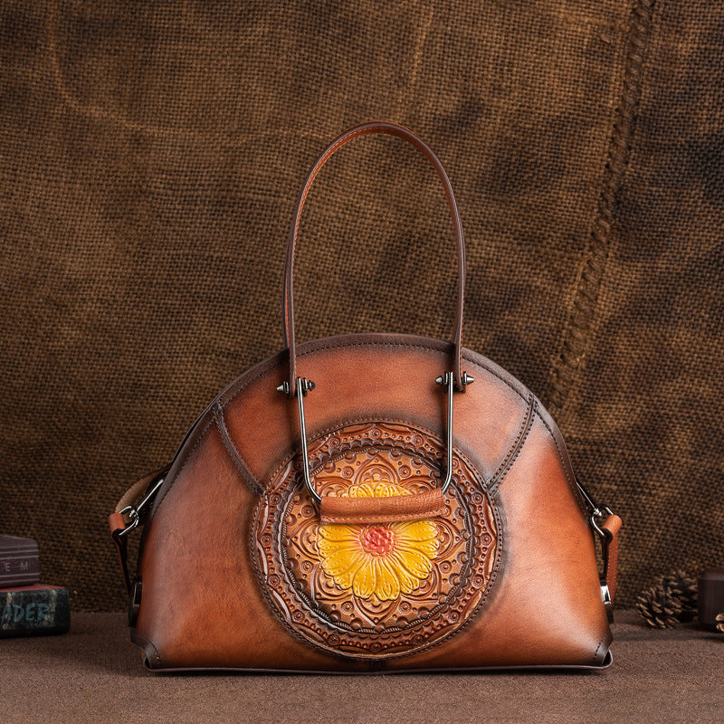 Women's Retro Elegant Genuine Leather Hand-rub Color Handbags