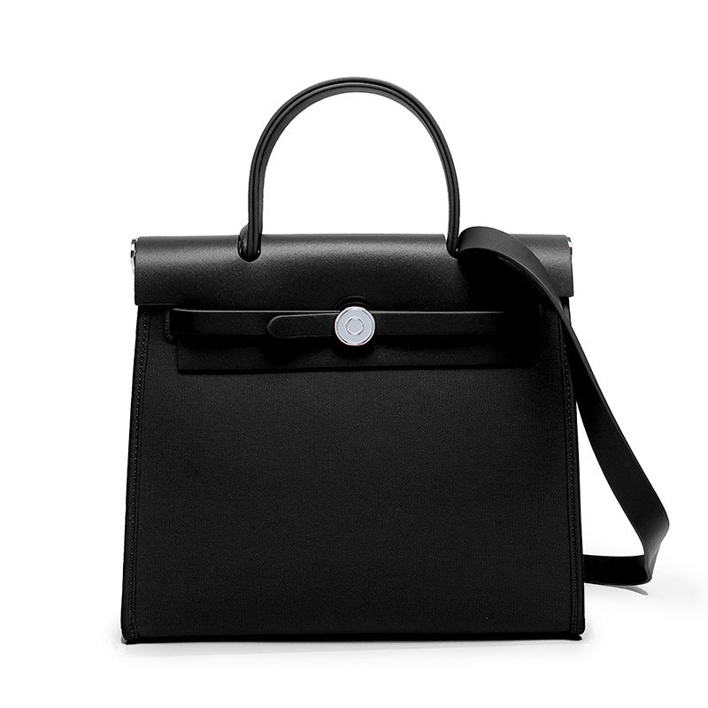 Women's Cowhide Canvas Portable Advanced Genuine Leather Handbags