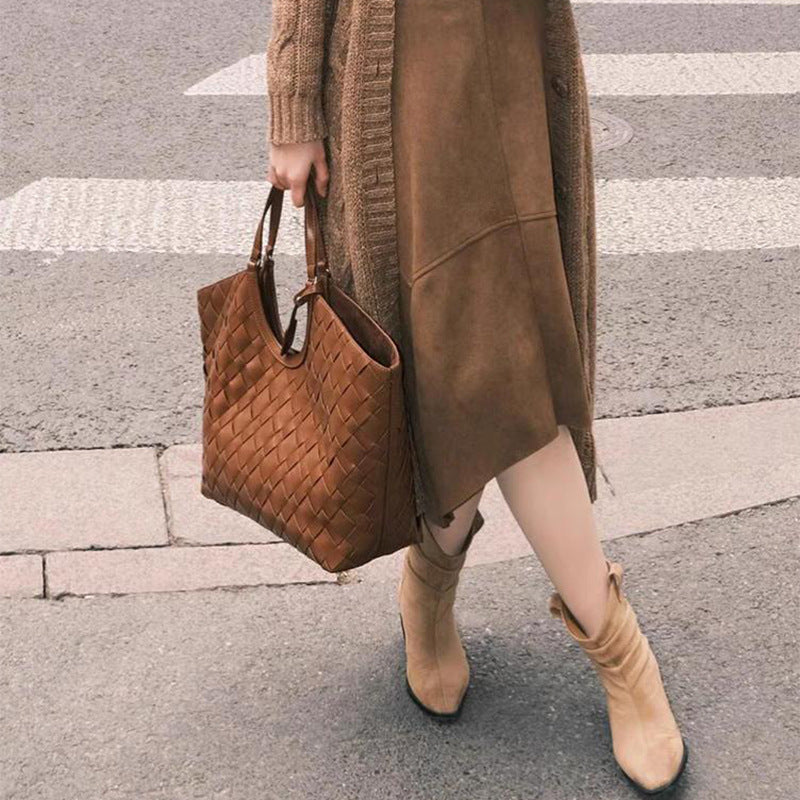 Women's Diamond Woven Large Capacity Fashion Shoulder Bags