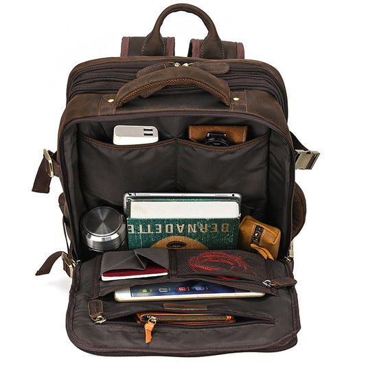 Men's Horse Leather Vintage Genuine Large Capacity Backpacks