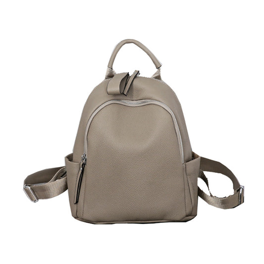 Women's Leather First Layer Cowhide Pure Color Backpacks