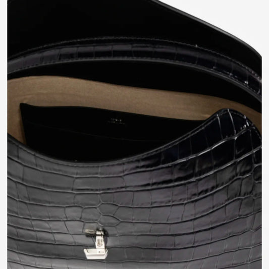 Crocodile Pattern Clutch Cowhide Lunch Box Crossbody Bags