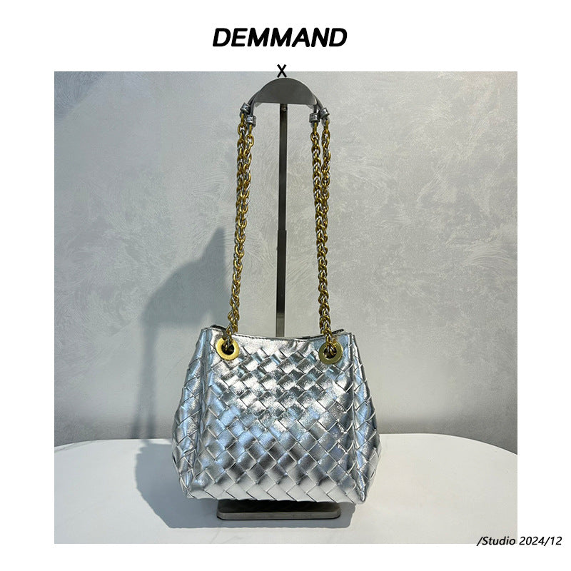 Women's Parachute Handmade Genuine Leather Woven Shoulder Bags