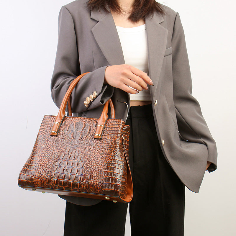 Women's Light Luxury Crocodile Pattern Soft Leather Handbags