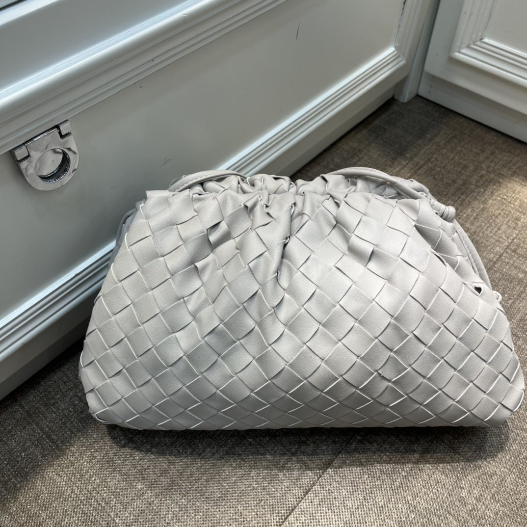 Women's Pleated Wind Woven Cloud Genuine Leather Magnetic Crossbody Bags