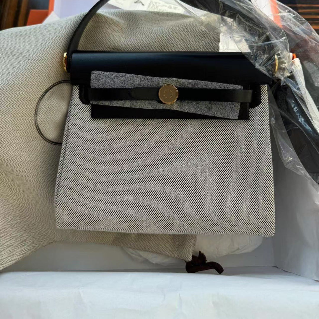 Women's Handmade Kelly Canvas Cowhide Stitching Leather Crossbody Bags
