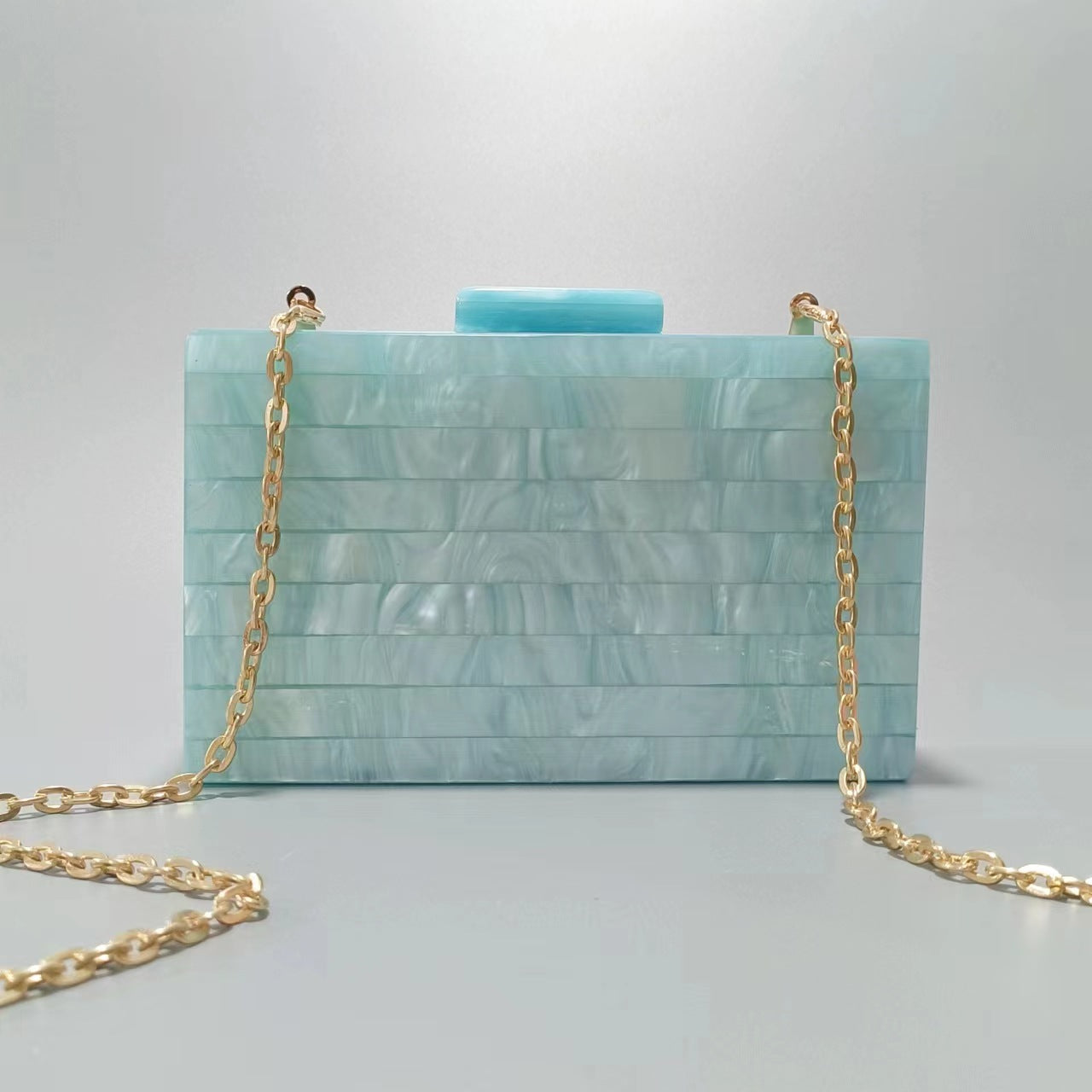 Women's Fashion Striped Stitching Pearlescent Acrylic Banquet Evening Bags