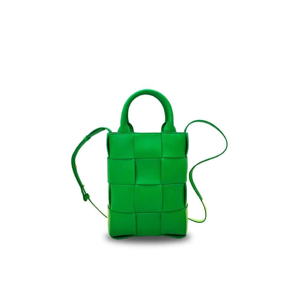 Women's Authentic Leather Weave Portable Korean Style Crossbody Bags