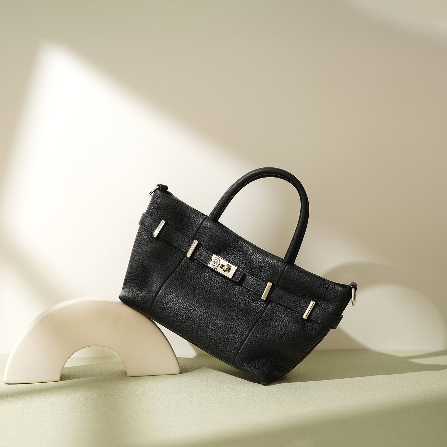 Layer Cowhide Lychee Pattern Simple Commute Shoulder Bags