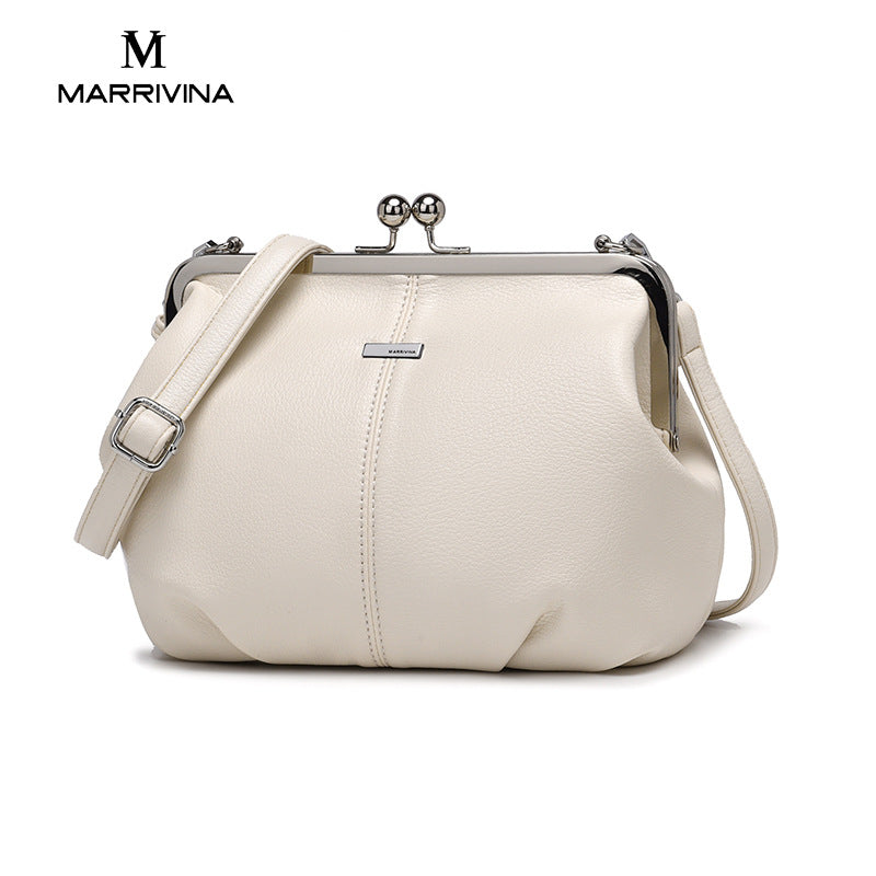 Women's Retro Clip Solid Color Large Capacity Crossbody Bags