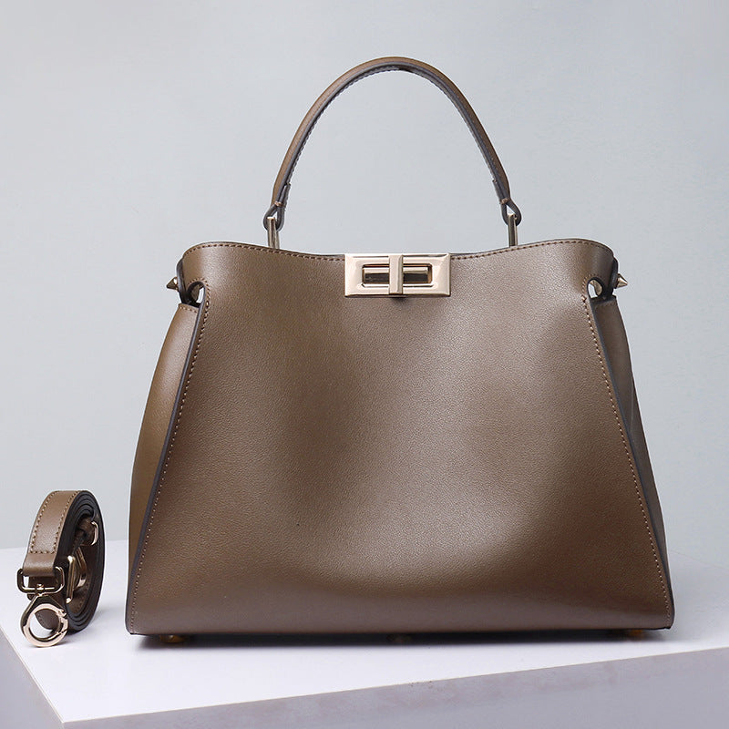 Women's Genuine Leather Professional Style Temperament Rotating Handbags