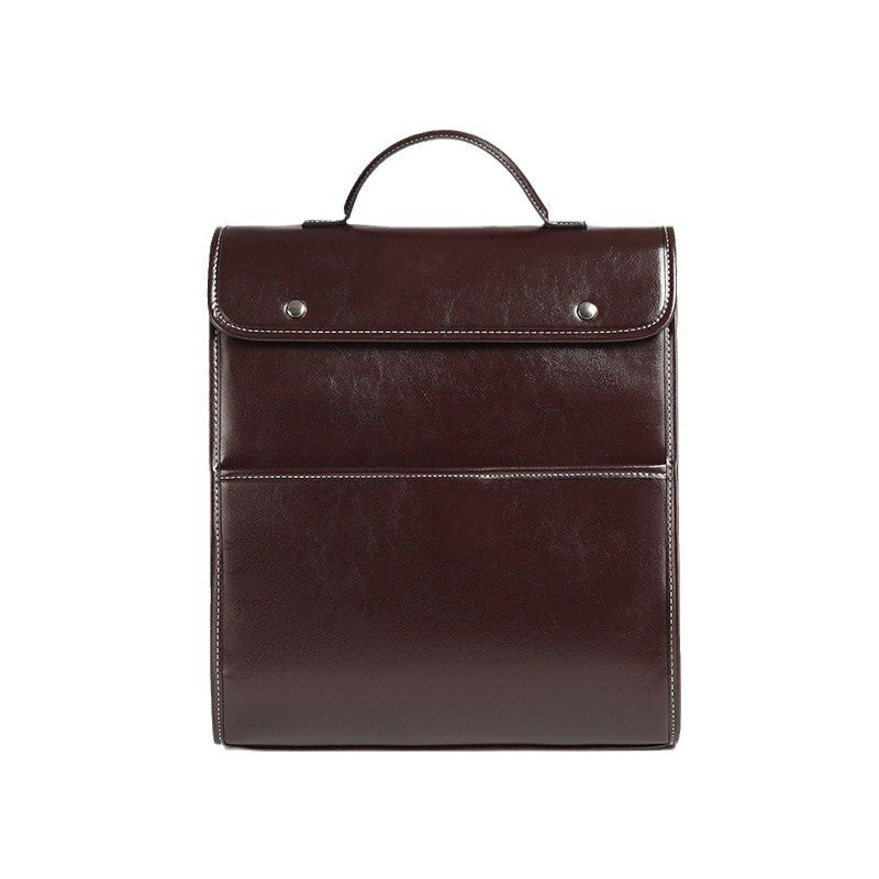 Women's Leather Business Retro Fashionable Simple Large Backpacks