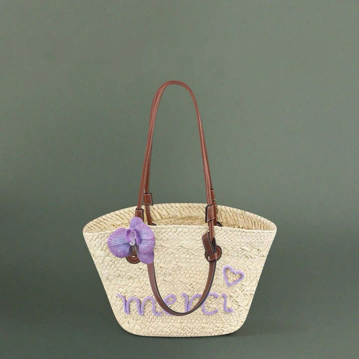 Women's Large Capacity English Letters Stylish Beach Holiday Hand Carrying Handbags