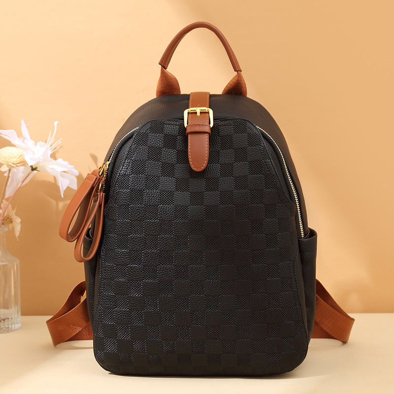 Women's Light Luxury Chessboard Grid Fashion Trendy Backpacks
