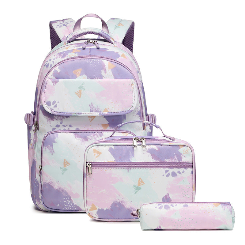 Three-piece Set Printing Color Contrast Primary Backpacks
