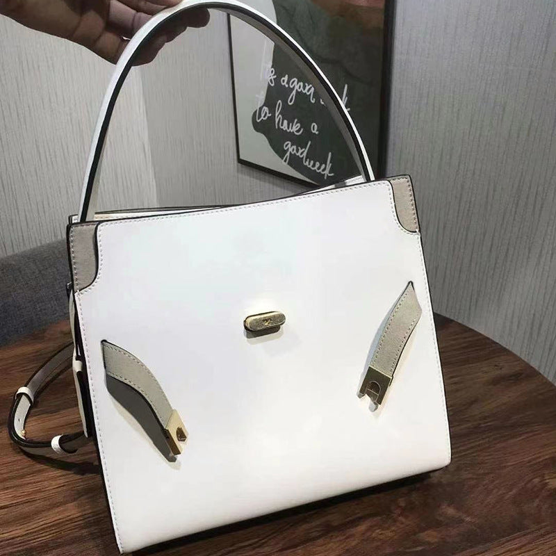 Women's Li First Layer Leather Contrast Color Stitching Shoulder Bags