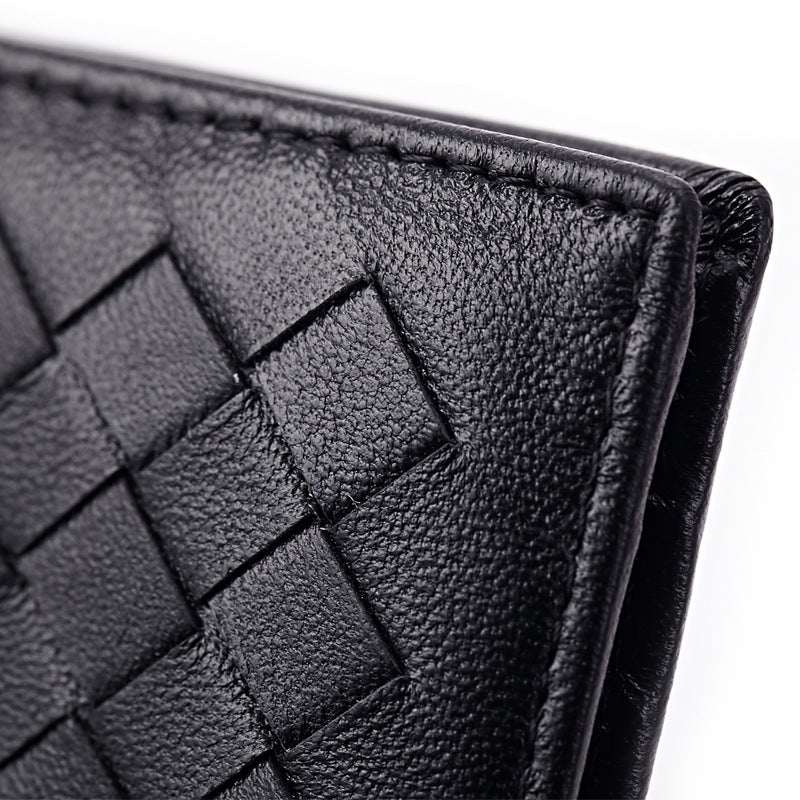 Men's Hand-woven Short Long Genuine Leather Classic Business Men's Wallets