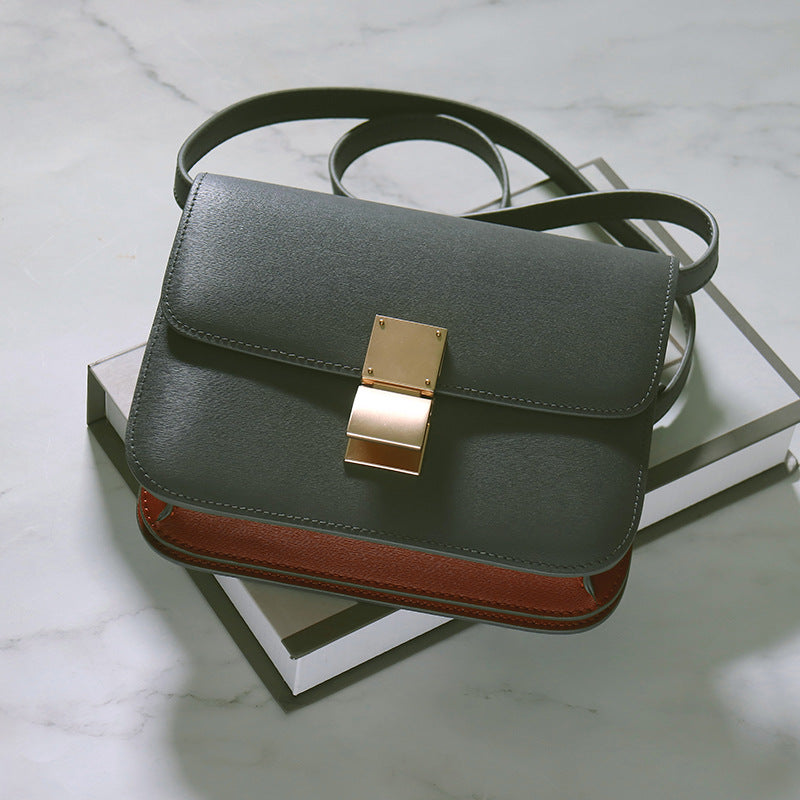 Women's Rub Grain Cowhide Leather Retro Toothpick Crossbody Bags