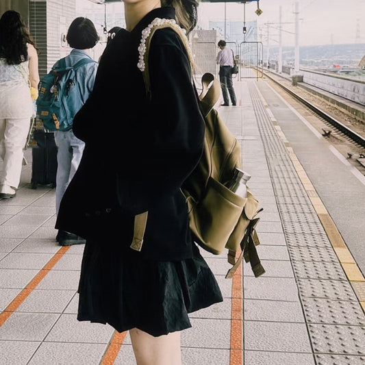 Women's Sweet Xi Hot Bowknot Pearl Large Backpacks