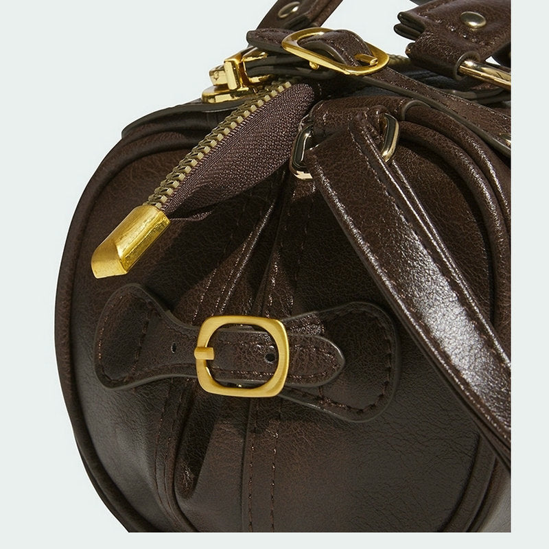 Women's & Men's & Clover Retro Pillow Round Brown Bags