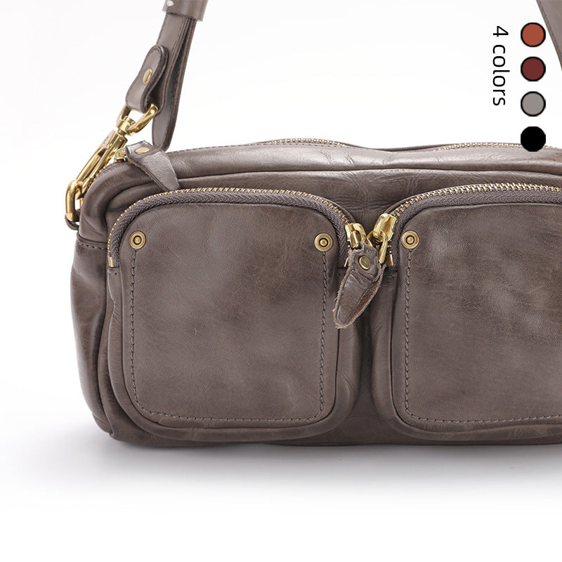 Commuter Neutral Vintage Leather Message Motorcycle Crossbody Bags