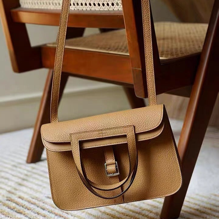 Women's Handmade French Cowhide Hazan Portable First Crossbody Bags