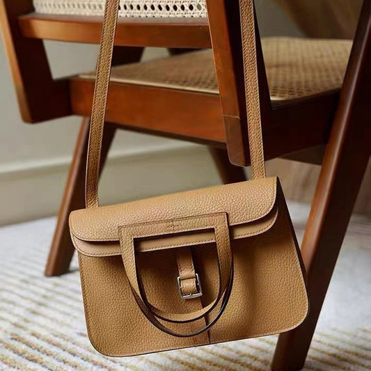 Women's Handmade French Cowhide Hazan Portable First Crossbody Bags