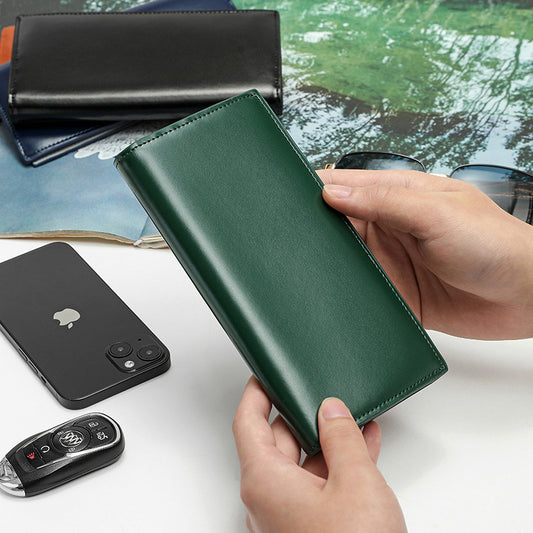 Men's Elegant Leather Long Cowhide Clutch Men's Wallets
