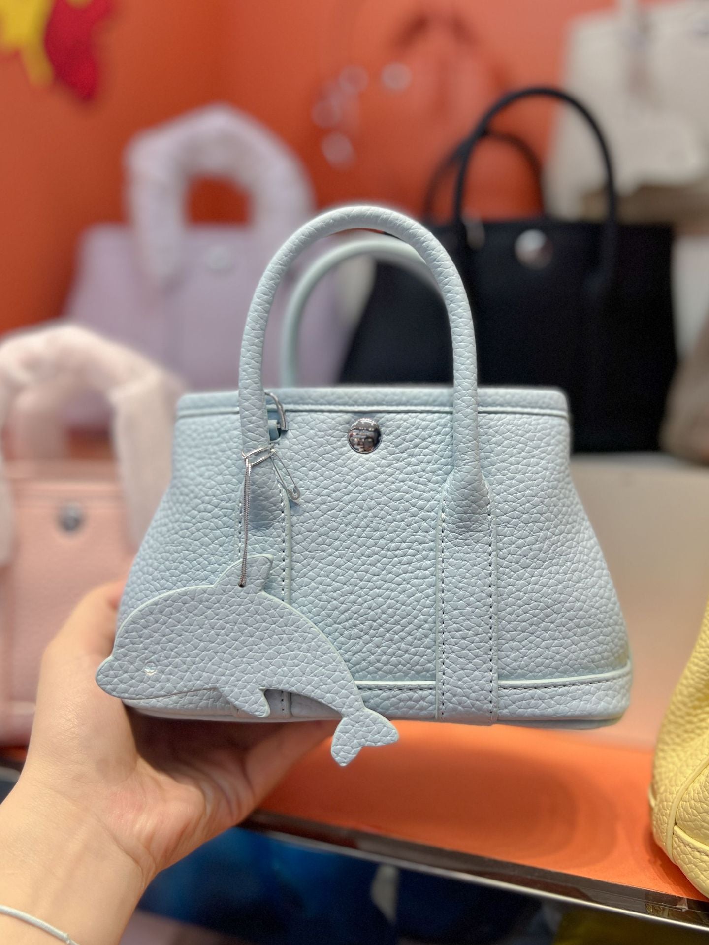 Mini Lychee Pattern Mobile Genuine Leather Handbags