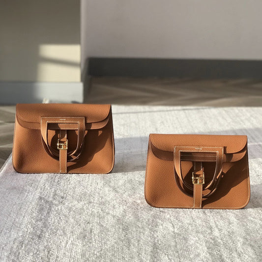 Women's First Layer Cowhide Leather Horseshoe Fashion Shoulder Bags