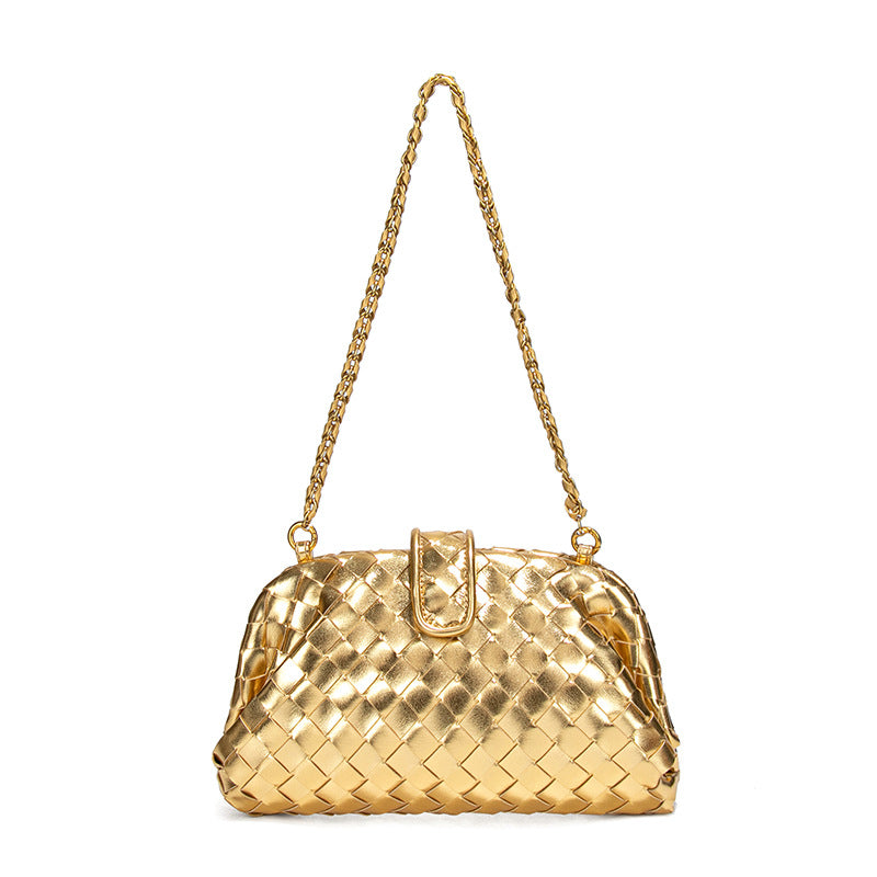 Women's Stylish Simple Hand-woven Chain Underarm Shell Bags