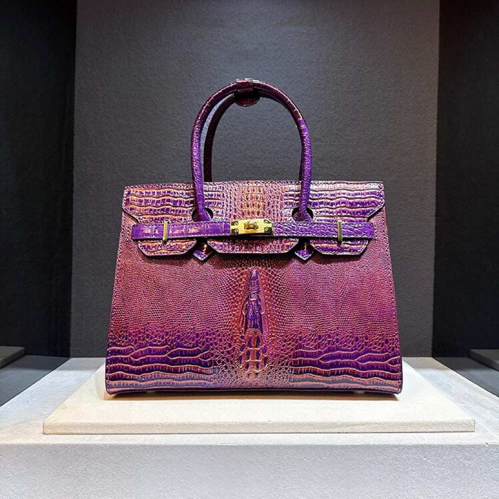 Women's High-grade Crocodile Pattern Genuine Leather Platinum Crossbody Bags