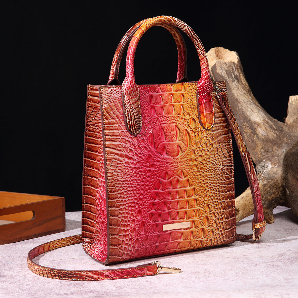 Women's Retro Hand-held Brahmin Crocodile Pattern Handbags