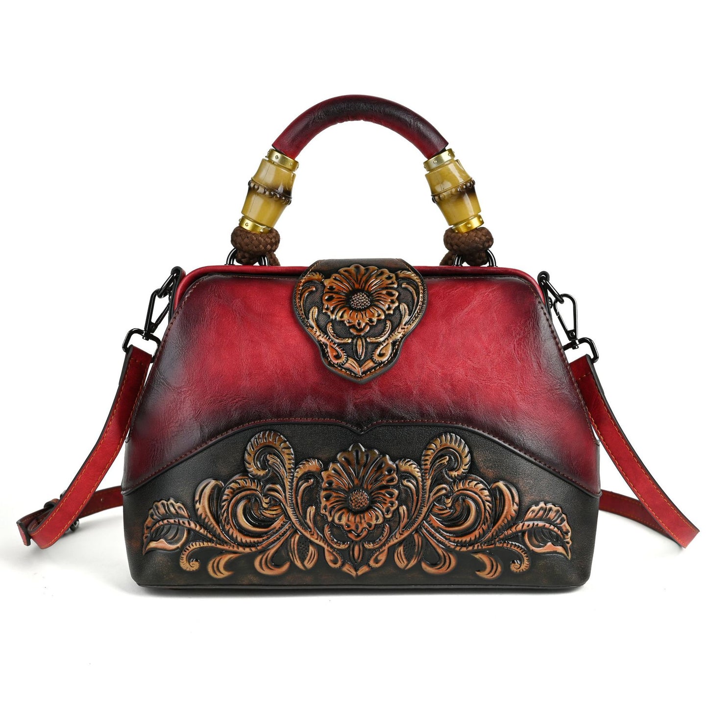 Women's Retro Embossed Hand-rub Color Clip Crossbody Bags